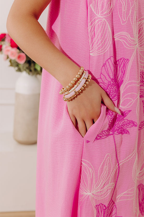 Lovely Layers Stretch Bracelet Set in Light Pink