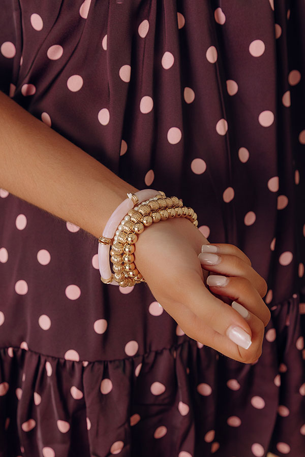 Lovely Layers Stretch Bracelet Set in Light Pink