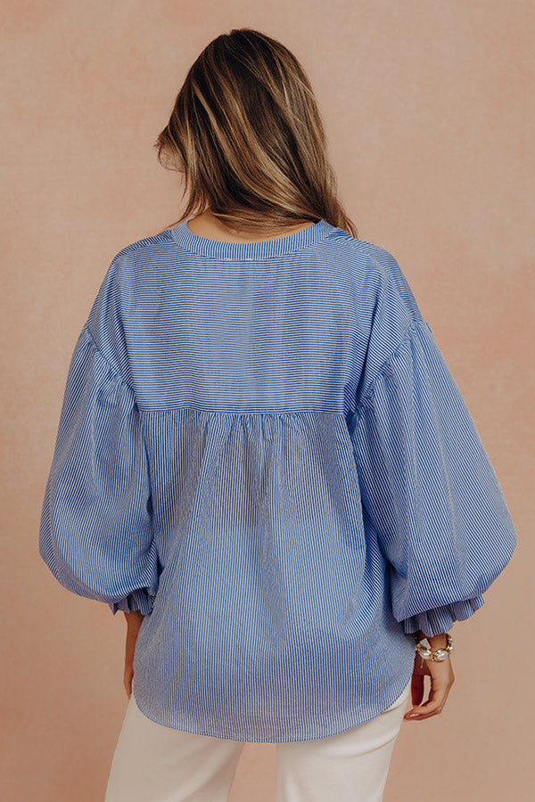 Coastal Ease Button Down Top in Blue Image - 4