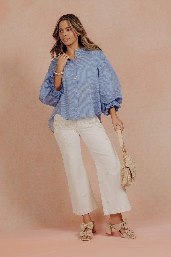Coastal Ease Button Down Top in Blue Image - 1