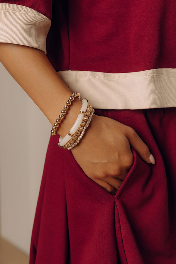 Lovely Layers Stretch Bracelet Set in Ivory Image - 1