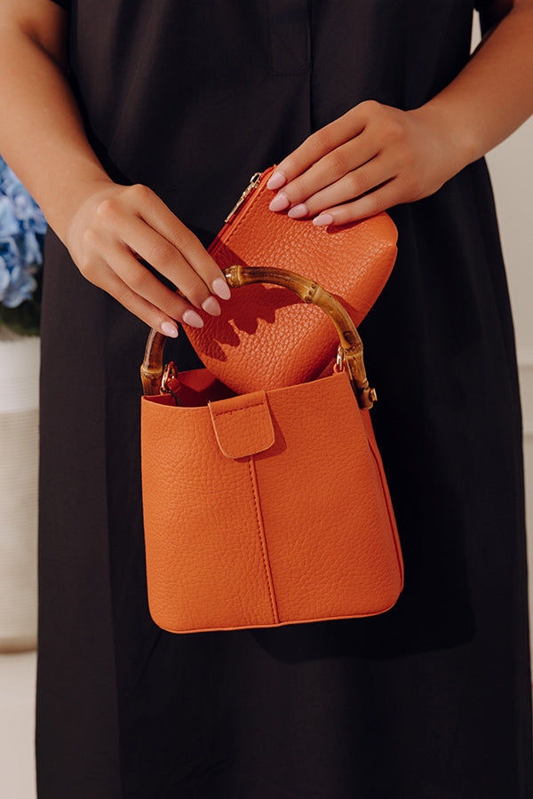 Cue The Chic Faux Leather Bucket Bag in Orange Image - 3
