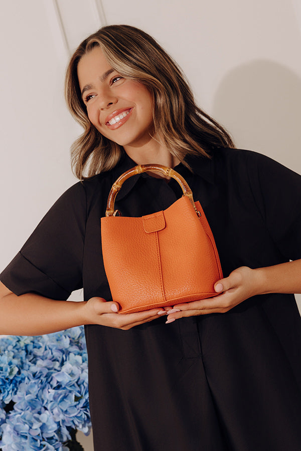 Cue The Chic Faux Leather Bucket Bag in Orange Image - 2