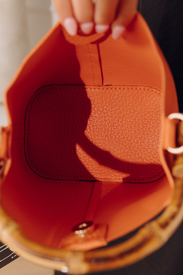 Cue The Chic Faux Leather Bucket Bag in Orange Image - 4