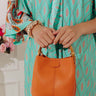 Cue The Chic Faux Leather Bucket Bag in Orange Image - 1