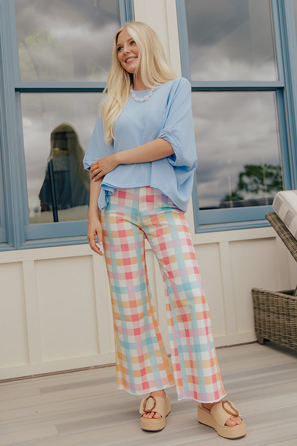The Gracie High Waist Gingham Wide Leg Jeans