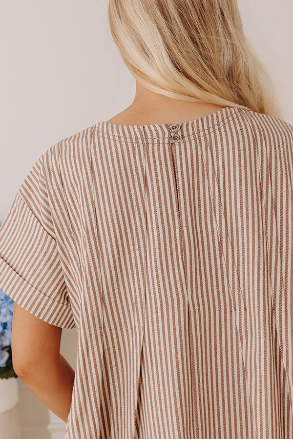 Charming Glance Stripe Mini Dress in Mocha Image - 4
