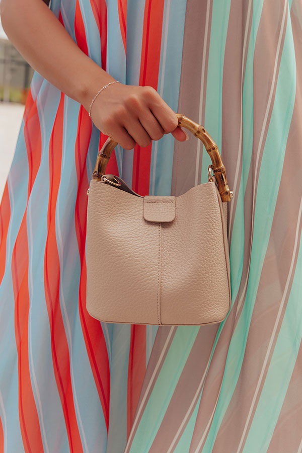 Cue The Chic Faux Leather Bucket Bag in Warm Taupe Image - 2