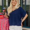 Coffee Run Cutie Knit Top in Navy Image - 1
