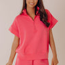 Metro Lounge Scuba Short Sleeve Top in Bubblegum Pink Image - 1