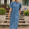 Harbor Line Button Down Midi Dress Image - 1