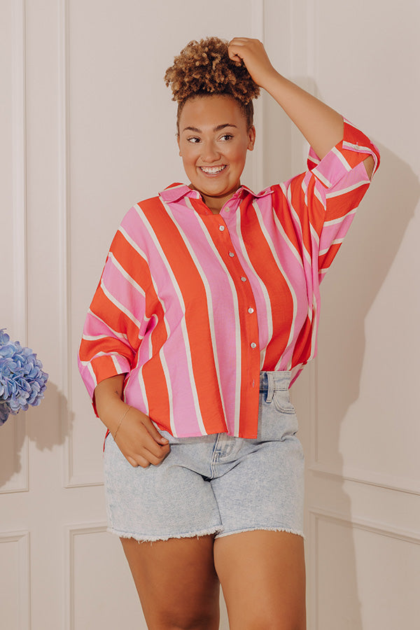 Sugar Rush Stripe Button Up Top Curves Image - 1