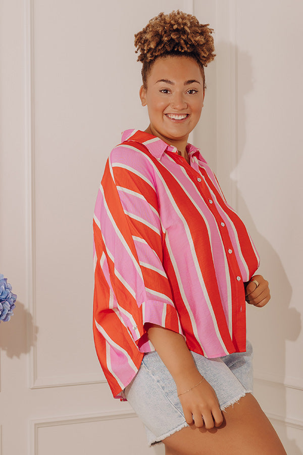 Sugar Rush Stripe Button Up Top Curves Image - 3