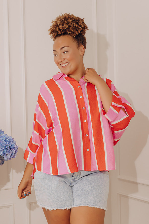 Sugar Rush Stripe Button Up Top Curves Image - 2