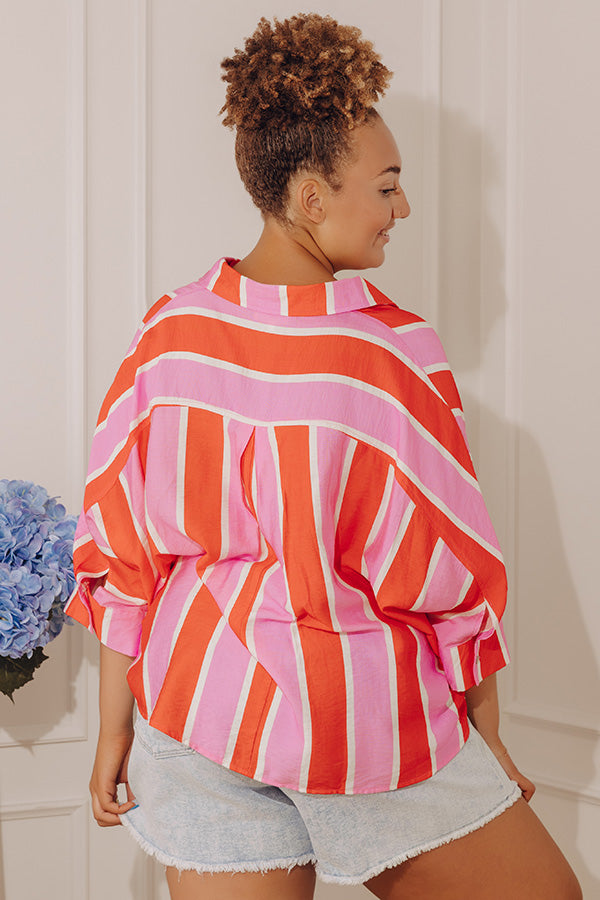 Sugar Rush Stripe Button Up Top Curves Image - 5
