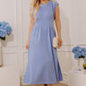 Afternoon Ease Pleated Scuba Midi Dress in Periwinkle Image - 1