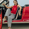 Sparks Fly Pointelle Knit Tank in Red Image - 1