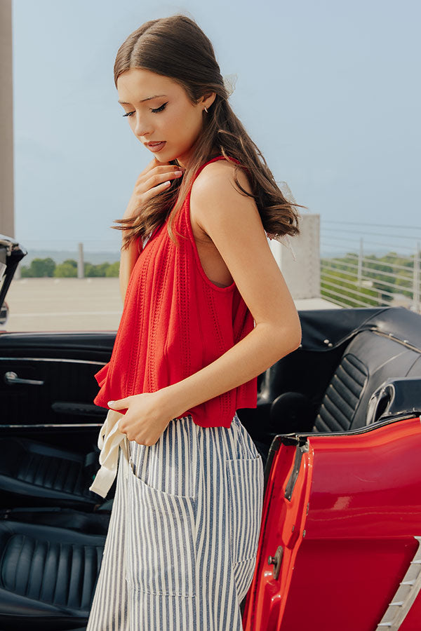 Sparks Fly Pointelle Knit Tank in Red Image - 4