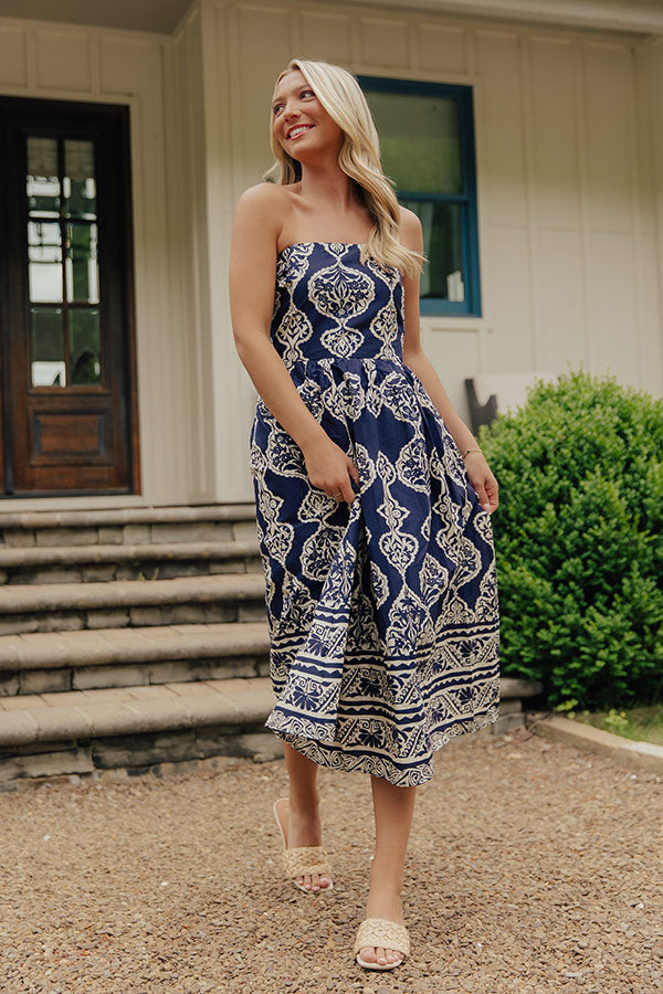 City Nights Floral Midi Dress in Navy Image - 4