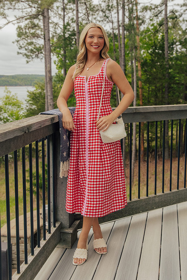 Soho Picnic Gingham Midi Dress Image - 4