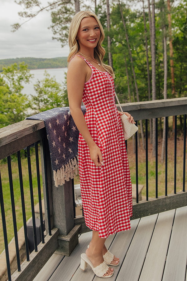 Soho Picnic Gingham Midi Dress Image - 3