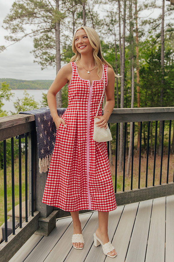 Soho Picnic Gingham Midi Dress Image - 1