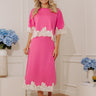 Evening Ease High Waist Scuba Midi Skirt in Bubblegum Pink Image - 1