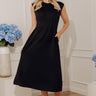Afternoon Ease Pleated Scuba Midi Dress in Black Image - 1