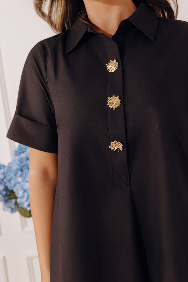 Capri Ease Midi Shirt Dress in Black Image - 4