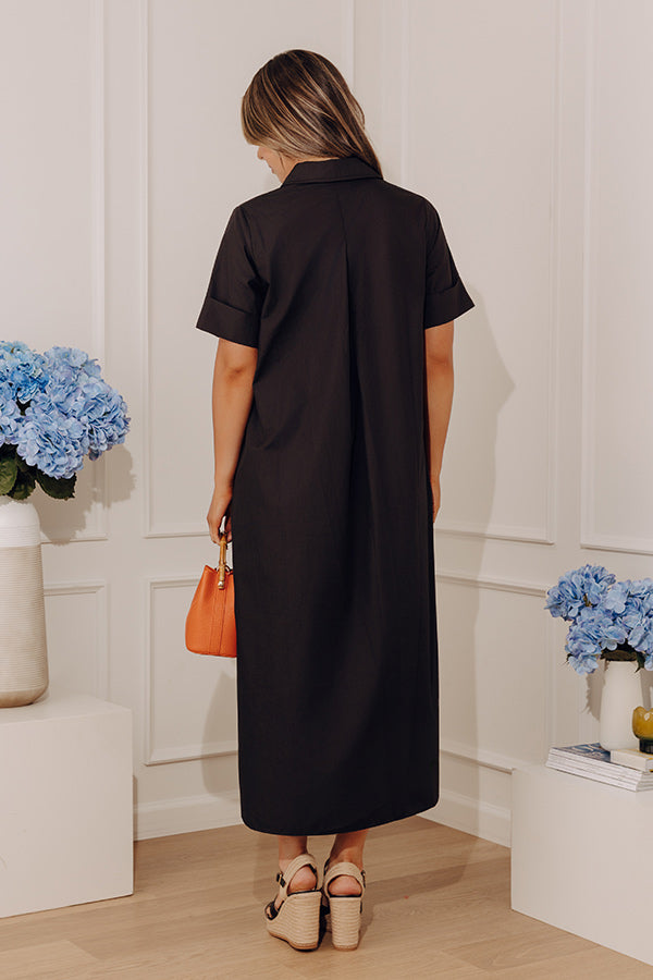 Capri Ease Midi Shirt Dress in Black Image - 3