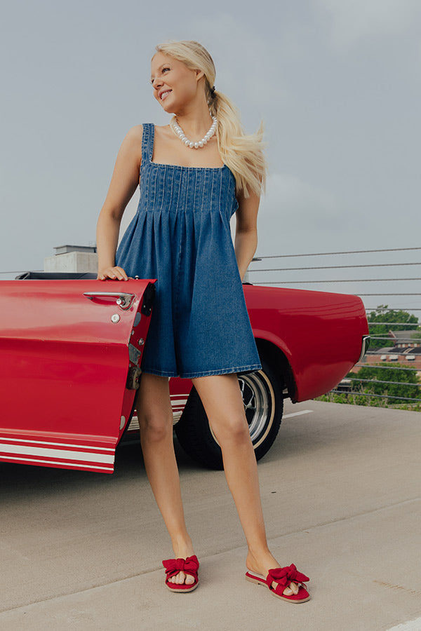 Darling Days Denim Pleated Romper Image - 1