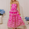 City Nights Floral Midi Dress in Light Fuchsia Image - 1