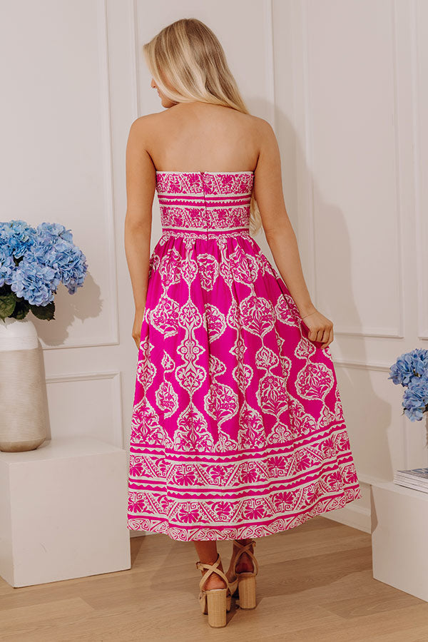 City Nights Floral Midi Dress in Light Fuchsia Image - 4