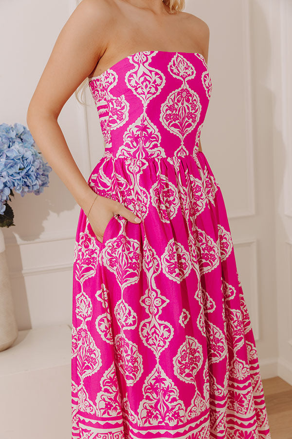 City Nights Floral Midi Dress in Light Fuchsia Image - 5