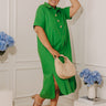 Capri Ease Midi Shirt Dress in Kelly Green Curves Image - 1