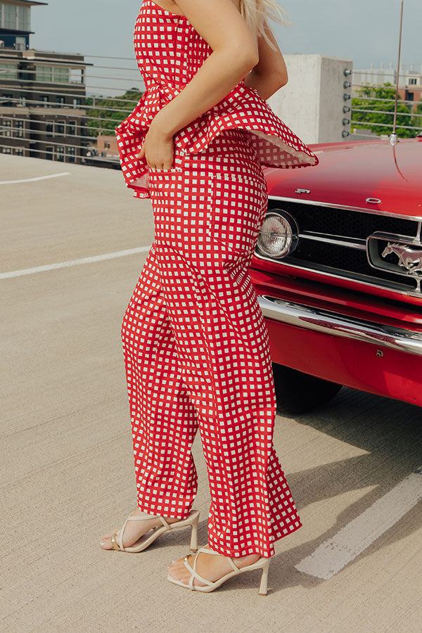 Soho Picnic High Waist Gingham Wide Leg Pants Image - 3