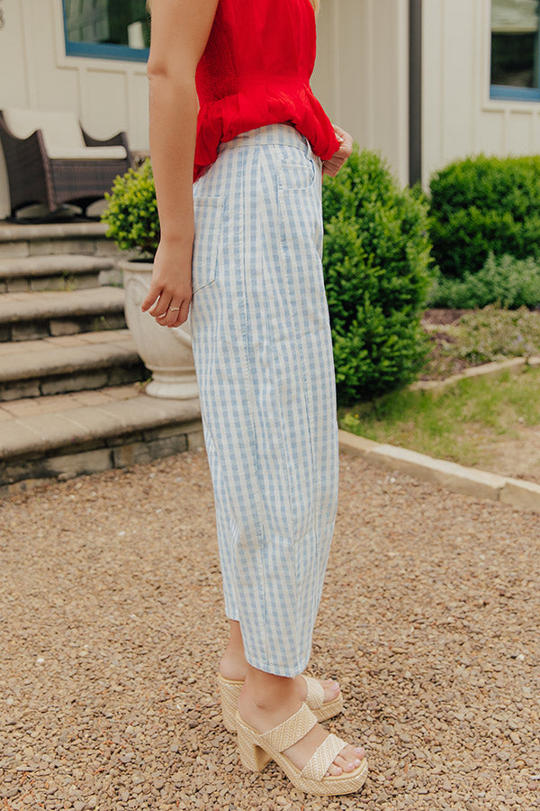 Picnic Date Midrise Gingham Barrel Jeans in Light Blue Image - 4