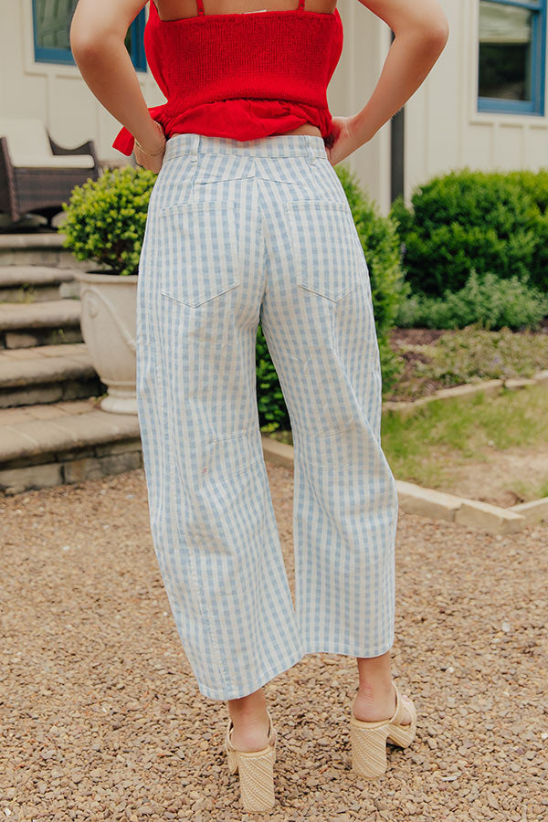 Picnic Date Midrise Gingham Barrel Jeans in Light Blue Image - 3