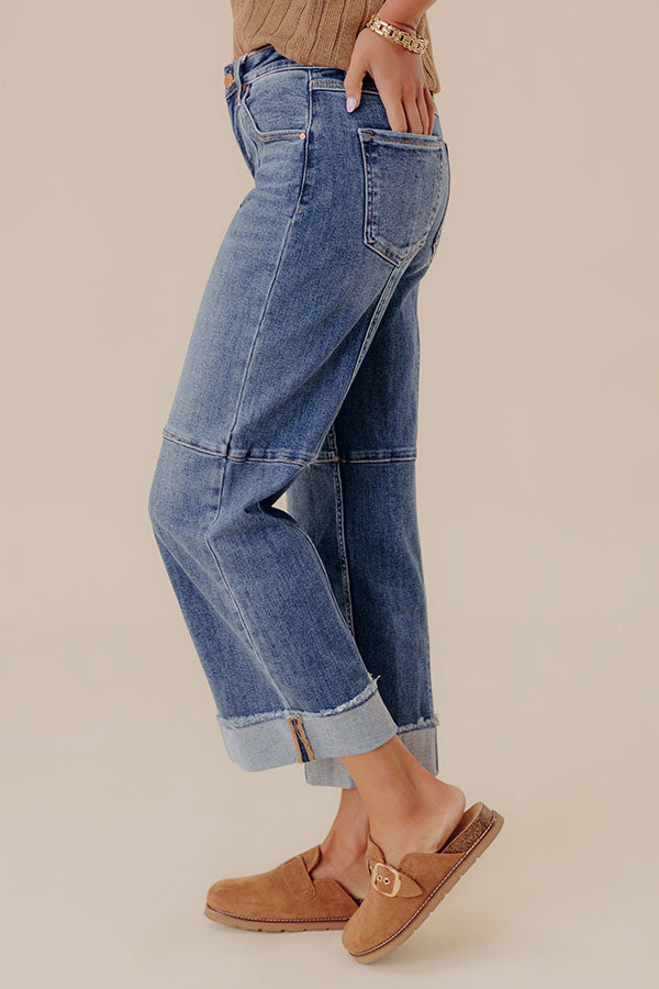RISEN Sam Midrise Wide Leg Cuffed Jean Image - 4