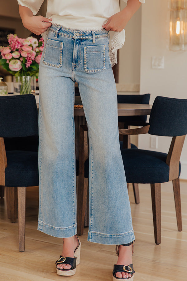 HIDDEN JEANS Ivy High Waist Studded Wide Leg Jean
