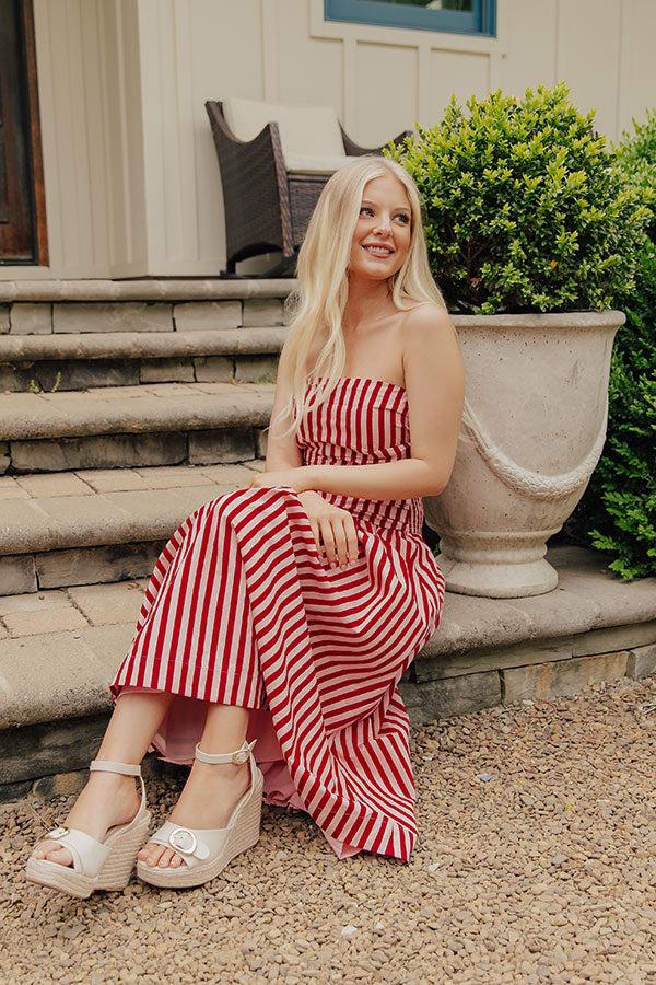 Everyday Classic Stripe Midi Dress in Pink Image - 5