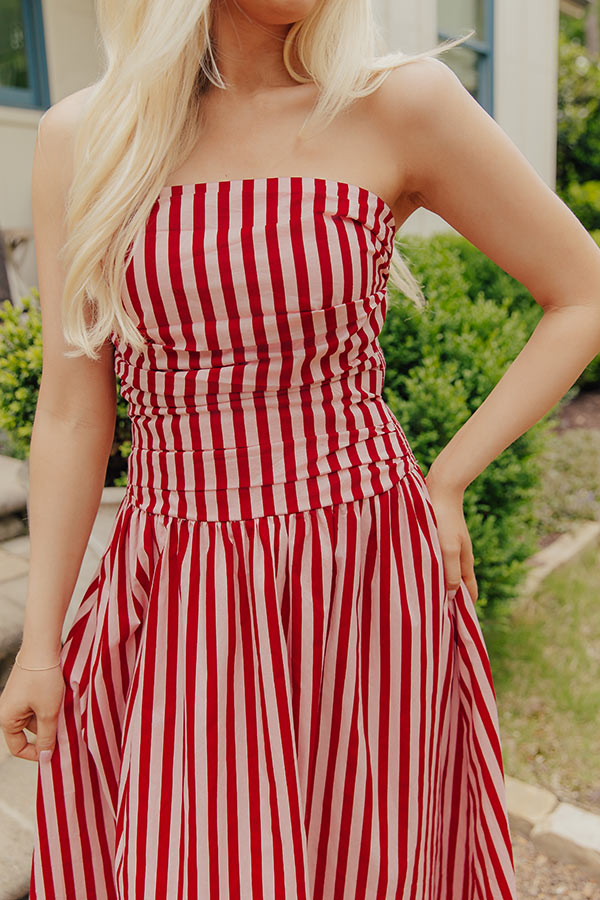Everyday Classic Stripe Midi Dress in Pink Image - 4