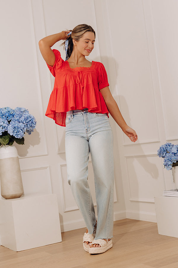 Darling Energy Eyelet Top in Scarlet Image - 1