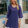 Lakehouse Muse Fringed Mini Dress in Navy Image - 1