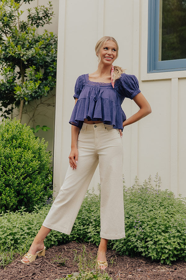 Darling Energy Eyelet Top in Navy Image - 5