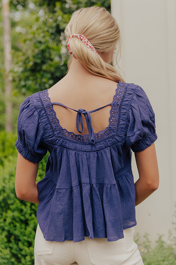 Darling Energy Eyelet Top in Navy Image - 4