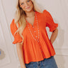 Uptown Darling Button Down Top in Tangerine Image - 1