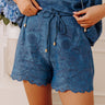 Manhattan Muse High Waist Embroidered Chambray Shorts Image - 1
