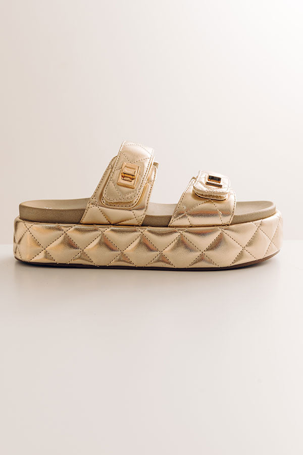 Onya Faux Leather Metallic Sandal in Gold Image - 1