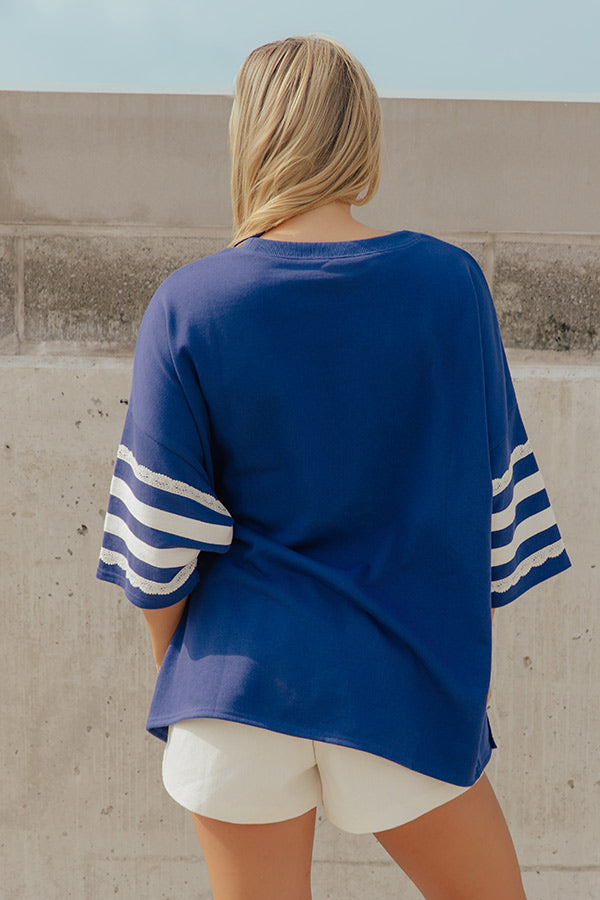 USA Vibes Patchwork Oversized Tee in Navy Image - 4